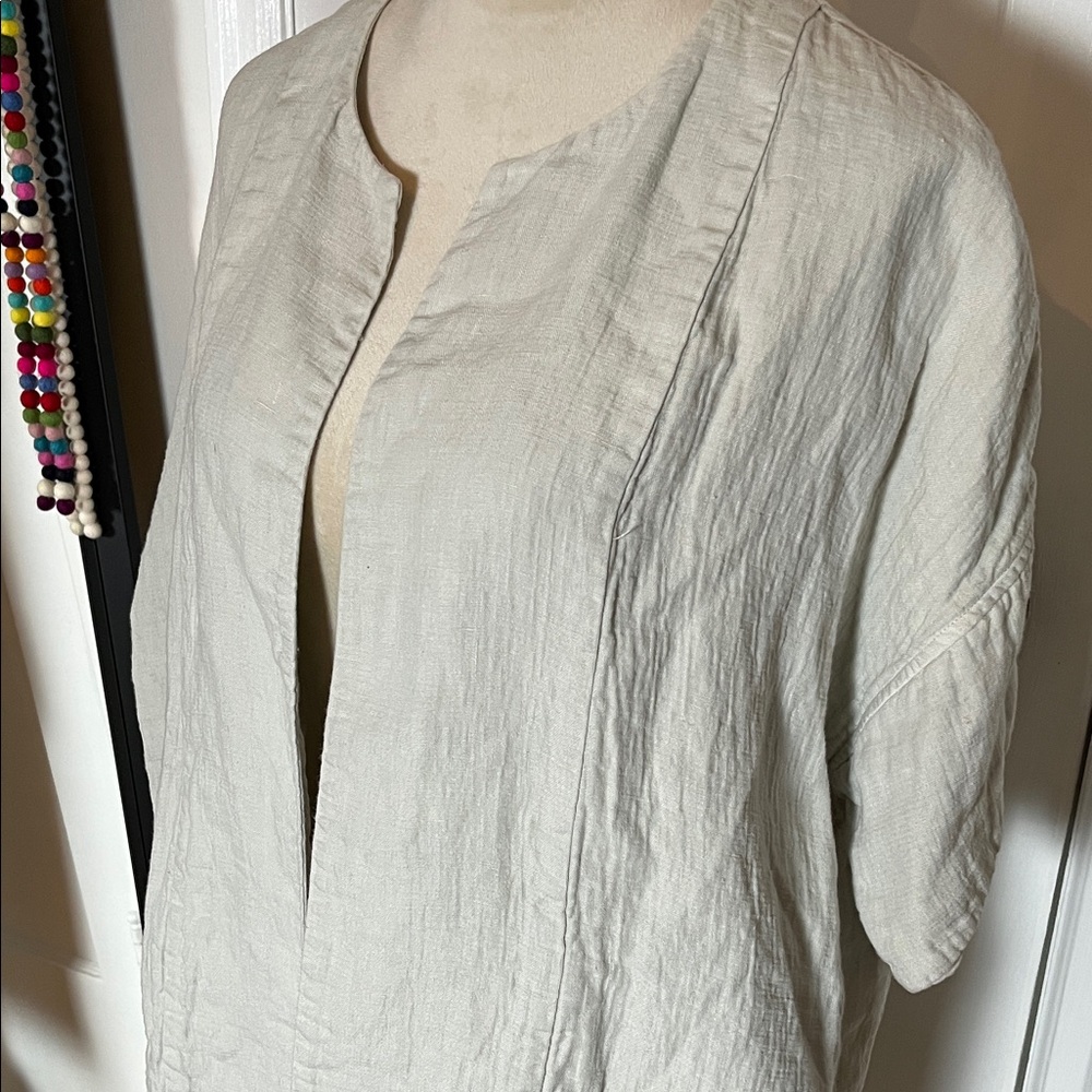 Wilfred Mint Cream Open Front Cardigan Linen Cotton